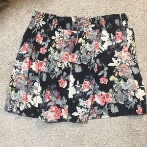 Black floral print skirt
